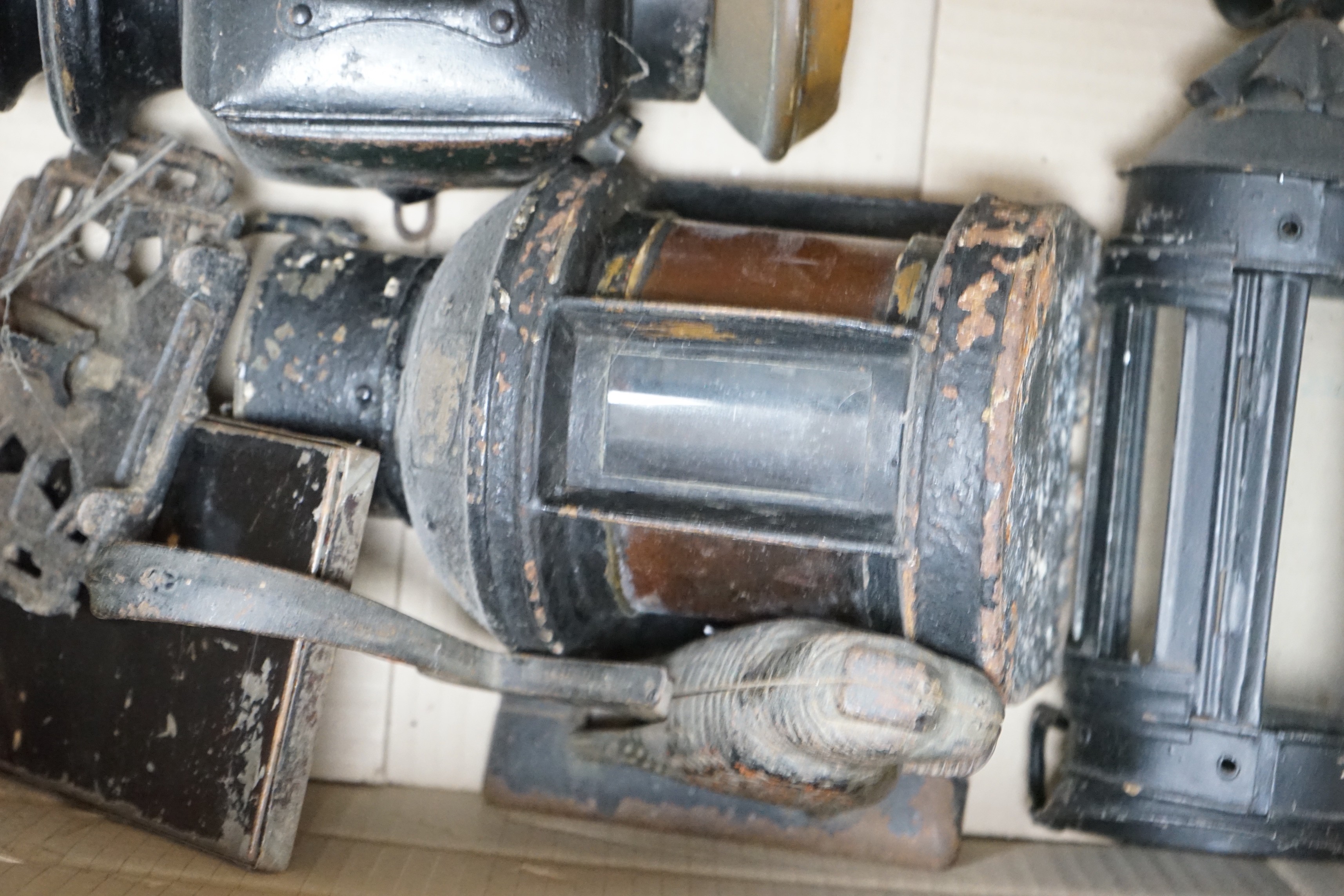 Mixed metal wares to include a lantern, nutcracker etc